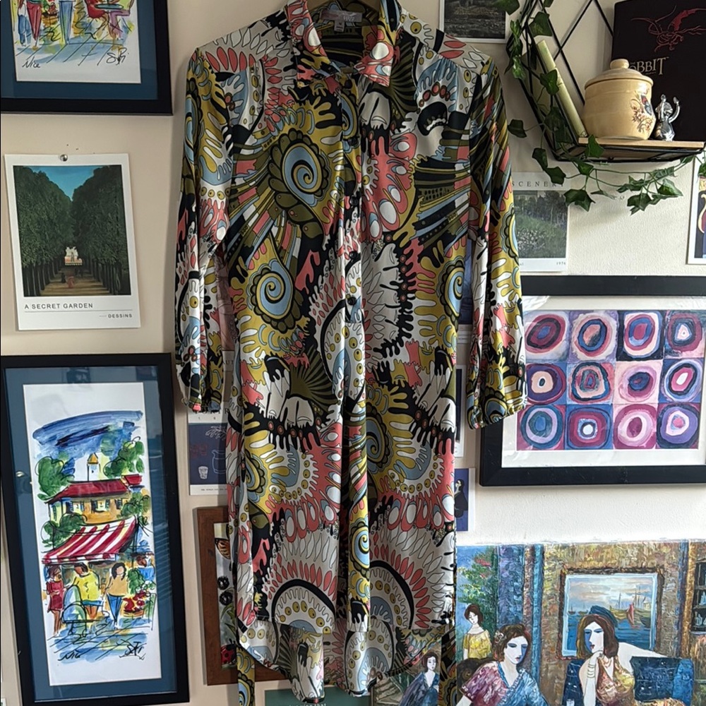 Good Times USA Retro Mod Belted Tunic Shirt Dress M Medium - Picture 2 of 6